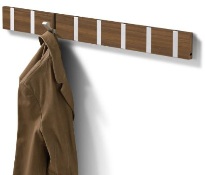 LOCA Knax Garderobe Waagerecht Walnuss (Geölt) 8 Haken, Grau