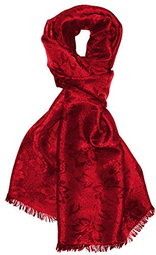 Lorenzo Cana Herrenschal elegant gewebt in Damastwebung florales rotes Paisleymuster aus Viskose mit Seide 55 cm x 190 cm - 8905911