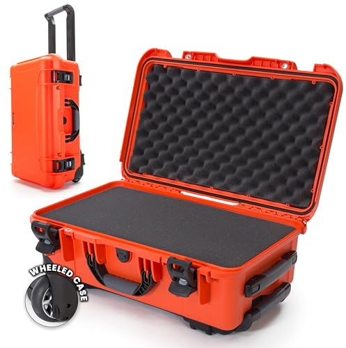 NANUK 935 Hard Case with Cubed Foam for Camera & Lenses – Waterproof Protective Equipment Case with Wheels, 22” x 14” x 9” – Dustproof and Impact Resistant, Carry-On Approved for Most Airlines–Orange