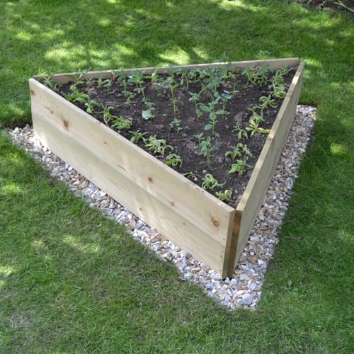 Greena Triangular Timber Raised Garden Planters For Outdoor Plants Vegetables Herbs Flowers Renewable Scandinavian Pine Pressure Treated For Long Product Life Made in the UK120(L) cm x 30(H) cm