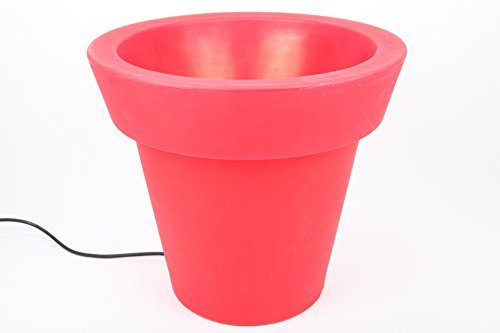 point-garden Beleuchteter Blumentopf aus Kunststoff, Pflanzkübel rot