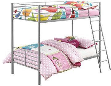 DHP Furniture Convertible Bunk Bed Silver/ Grey Single Over Single