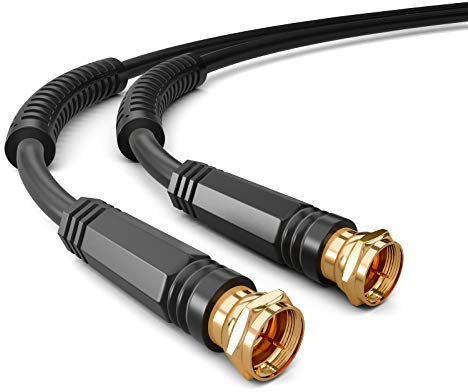 HB-DIGITAL 7,5m Antennenkabel SAT TV 8K 4K UHD Koxial Satelliten Kabel Anschlusskabel F-Stecker DVB-S2 DAB+ Radio Mantelstromfilter 2x Ferritkern schwarz