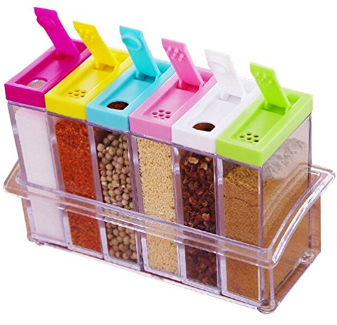 Küche & Haushalt Gewürzdosen, VSOAIR 6 Set Gewürzstreuer Gewürz Box Jar Menage Vorratsbehälter mit Unterschiedlicher Farbe