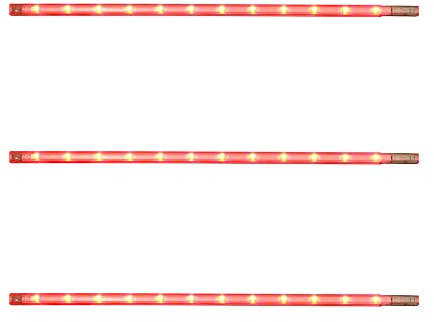 3x LED-Lichtleiste Lichtfarbe rot, je 30 cm, inclusive je 12 LEDs, 0,8 W, Küchen-Regal-Unterbau-Wand-Schrank-Möbel-Schaufenster-Licht-Stab-Leiste-Stick-Leuchte-Lampe