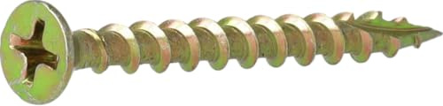 SENCO 42K25MY 4.2 × 25mm Flooring & Wood Screws (1000 Pack) – High‑Grip Thread, Fast Drive Performance, Durable for Timber, Subfloors, Decking, Carpentry and General Woodworking