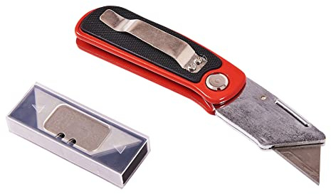 Amtech Folding Lock-Back Utility Knife, Cushion Grip Handle with Quick-Change Blade, for DIY, Packaging and Crafts.