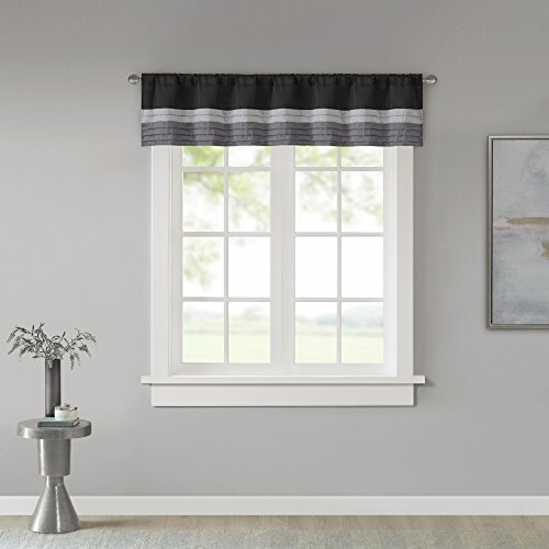 Madison Park Amherst Rod Pocket Valance for Window, 1-Panel, 50x18 Black