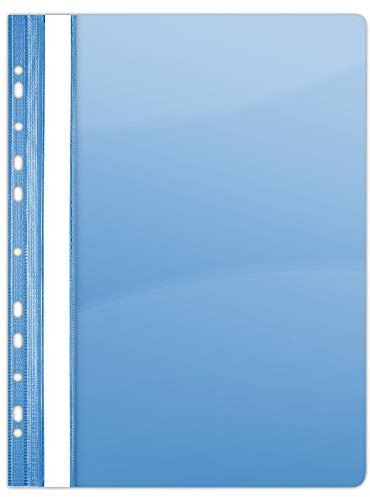 DONAU 1704001PL-10 Plastik Schnellhefter Gelocht A4 Blau, Sichthefter Kunststoff Strapazierfähigem PVC Hart Glasklares Deckblatt Klemmmappe für Büro und Schule, Eurolochung | 10er Pack