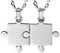 URBAN JEWELRY His & Hers Puzzle Matching Piece Couples Pendant Necklace Set with 48 & 53 cm Chains (Silver)