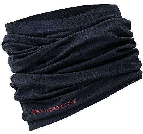 BRUBECK X-PERT Wool Schlauchschal schwarz Damen & Herren | Fahrrad Halstuch | nahtloses Multifunktionstuch Radsport | Wolle Schal Radfahren | 54% Merino | Gr. L - XL | Black | KM10360