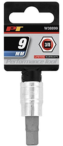 PERFORMANCE TOOL W38899 Hex Bit Socket, 3/8-Inch Drive, 9mm