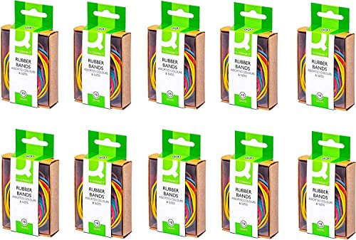 Q-Connect Rubber Bands Assorted Sizes Coloured 15g (Pack of 10)