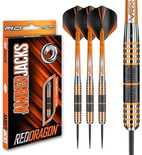 RED DRAGON Darts – Amberjack 11 Serie 30g Stahlspitze Dart-Set mit Dart Flüge und Dart Schäften
