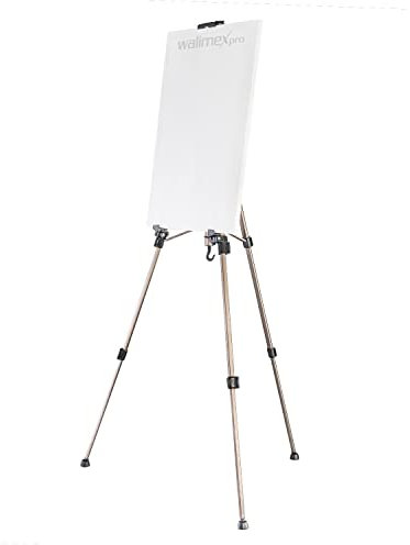Walimex pro Staffelei M 52-155 cm, Leinwandstaffelei aus Aluminium inkl. Transporttasche, Feldstaffelei für Leinwand bis 74 cm, Leinwandstativ höhenverstellbar