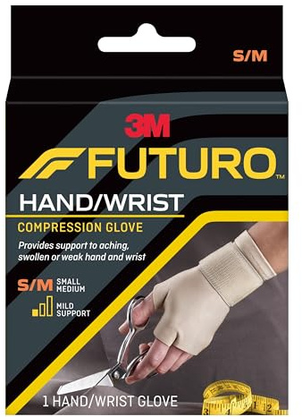 FUTURO Compression Glove, Provides Mild Support to Aching, Weak Hands and Wrists, S/M