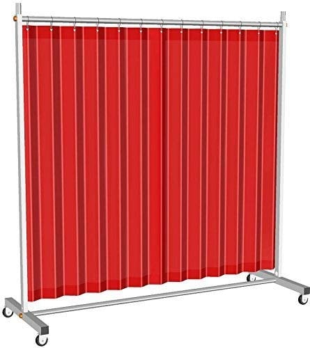 Godirect24 Mobile Schweißschutz Stellwand Plane rot 210x210cm EN ISO 25980 | Fahrbare Stellwand für Schweißarbeiten, Industrie und Metallbau zum Schutz vor UV-Strahlung, Funken und Spritzern