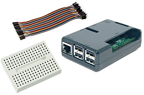 SB Components Case for Raspberry Pi 2 Model B & Raspberry Pi 3 B+ with Mini BreadBoard and 40pcs Male to Female 20cm Jumper Wire Connectors (Black)