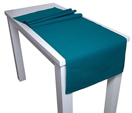 beties Farbenspiel Tischläufer ca. 40x150 cm - in interessanter Größen- und Farbauswahl - 100% Baumwolle für eine fröhlich Stimmung in Unifarben (Petrol)