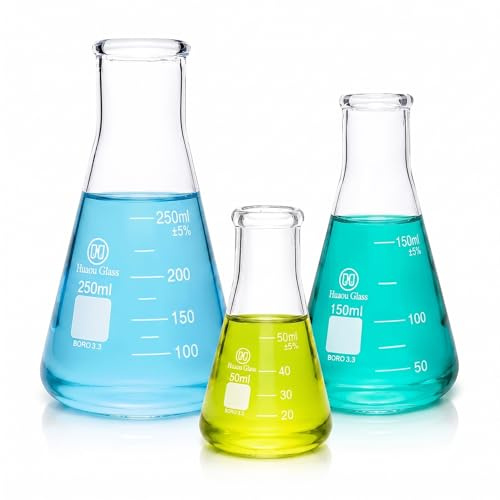 Huaou Conical Flask without Stopper Set 50 ML, 150 ML, 250 ML