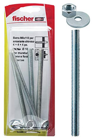 Fischer 4 Pz Barre Filettate M6 x 110 con Dado e Rondella FIS GS per Ancorante Chimico, 507247