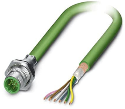 PHOENIX CONTACT SACCBP-M12MSB-5CON-M16/0.5-900 Bussystem Einbaustecker, Interbus, 5 Polig, M12, Geschirmt, B Kodiert, Hinterwund/Schraubmontagemit M16-Gewinde, 0.5m Buskabel