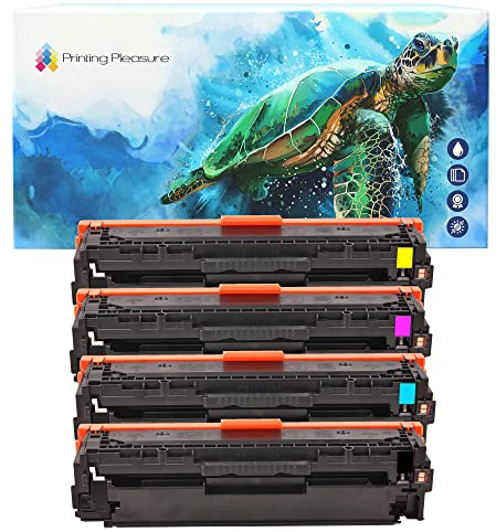 Printing Pleasure 4 (FULL SET) Compatible CF210X-CF213A Toner Cartridges for HP LaserJet Pro 200 Color M251N M251NW MFP M276N M276NW Canon MF8230Cn MF8280Cw - Black/Cyan/Magenta/Yellow, High Yield
