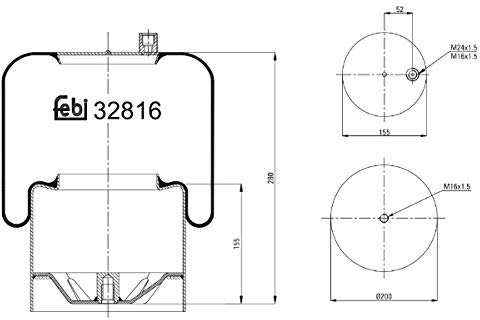 febi bilstein 32816 Luftfederbalg mit Stahlkolben, 1 Stück