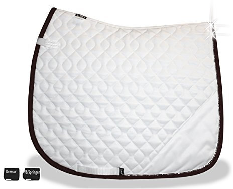 AIKO Dressurschabracke, Turnier - Dressur - Brilliance Fineline 1r - Weiss/Mocca - DR, WB, Strass