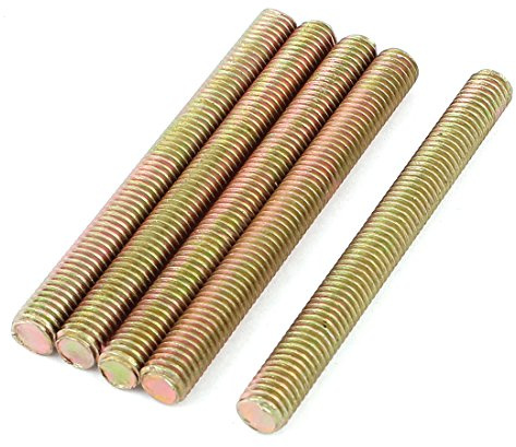 sourcingmap 1.25mm Pitch M8 x 80mm Full Threaded Rod Bar Bronze Tone 5 Pcs
