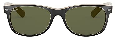 Ray-Ban Damen New Wayfarer Sonnenbrille, Mehrfarbig (Schwarz/Beige), 55 mm EU