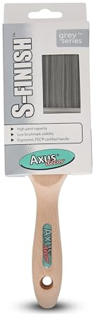 Axus Decor S-Finish Paint Brush (Grey Color) - 3/75mm - For All Paints, Eco-friendly Natural Birchwood Handles, Anti-Rust Stainless Steel, Synthetic Filaments, Compatible With Brushmate Vapour Boxes