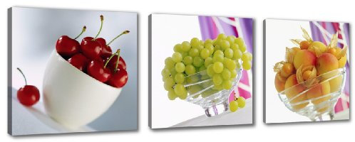 Visario 4218 Bilder auf Leinwand Bild 150 x 50 cm Früchte drei Teile