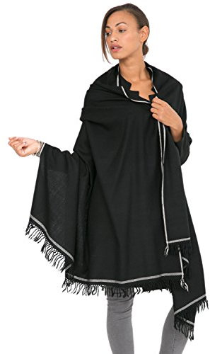 likemary Schals & Tücher für Damen aus Wolle - vielseitig & leicht - kuscheliges XXL Tuch für Herbst und Winter - großzügige Reisedecke - handgemacht & Fairtrade - Schwarzer Schal