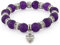 Morella Damen Armband Steinperlen mit Anhänger Eule und Zirkoniasteinen elastisch lila