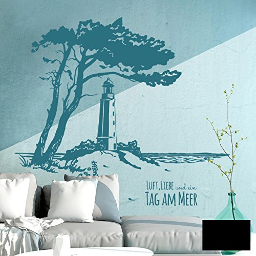 Wandtattoo Wandaufkleber Wandsticker Aufkleber Sticker Ostsee Hiddensee Leuchtturm & Spruch M1930 ausgewählte Farbe: *schwarz* ausgewählte Größe: *XL*