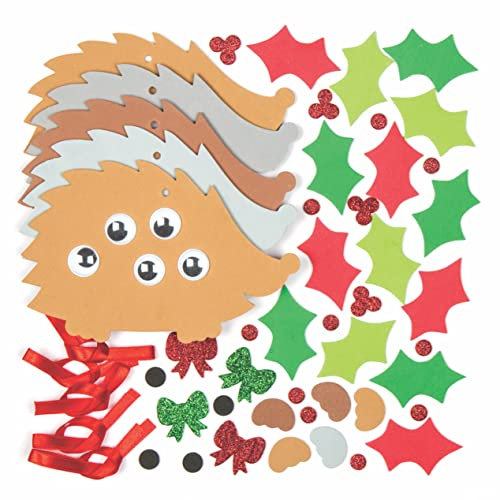 Baker Ross Christmas Holly Hedgehog Mix and Match Decoration – Pack of 5, Kids Make Your Own Christmas Decoration, Christmas Bauble Arts and Crafts (AC290)