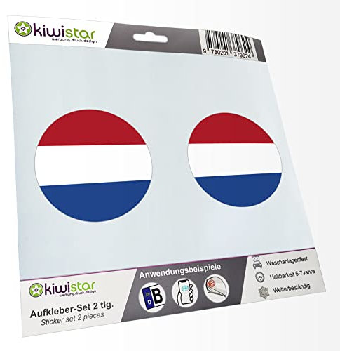 KIWISTAR - 2X Kennzeichenaufkleber - Niederlande - Kennzeichen Aufkleber Sticker Nummernschild Land Country Nation