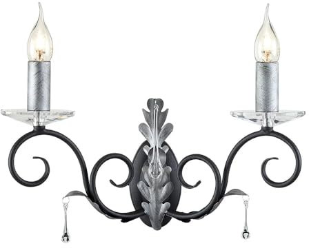 Wandfackel 2-flammig Amarilli Farbe (Gestell): Schwarz-Silber