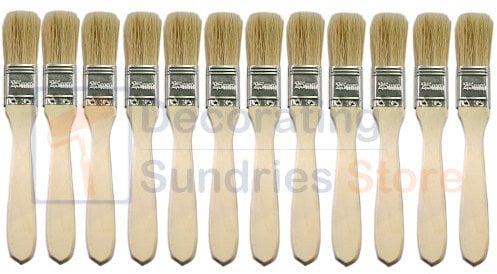 12 x One Inch Paint Brushes 1 | 25mm Disposable Economy Paint Brush Pack | Laminating Brushes