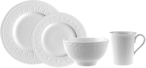 Villeroy & Boch Cellini 24-Piece Dinnerware Set | Premium porcelain dinnerware set, made in Germany, dishwasher and microwave safe, brings classic elegance to a table for six