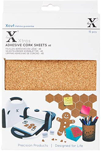 Xcut XCU174403 Xtra's Korkblätter, selbstklebend, neutral, A5, 15 Stück, 0.1 x 14.8 x 21 cm