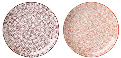 Bloomingville Assiettes à Dessert Isabella - Plate à Gâteau Couleur ø 20 cm, Lavande Rouge, Céramique, Lot de 2