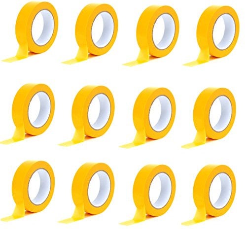 Premium Goldband 30 mm x 50 m | Profi Soft Tape UV-beständig | Lackierband Kreppband Feinkreppband Abklebeband (12)