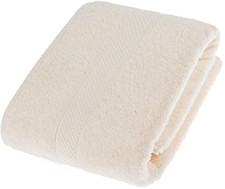 HOMESCAPES Cream Turkish Cotton Bath Towel Super Soft Thick & Absorbent 500 GSM Towel Heavy Weight for everyday Luxury