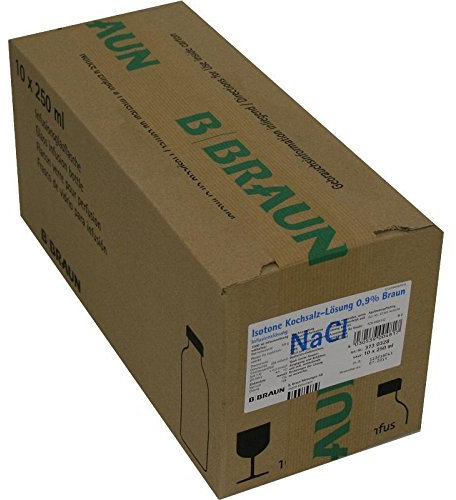B. Braun Isotone Kochsalzlösung 0,9% Glasflasche, 10 x 250 ml
