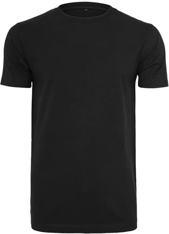 Build Your Brand Herren T-Shirt Round Neck, Männer Basic T-Shirt mit Rundhalsausschnit, Regular Fit, Baumwolle, Black, XXL