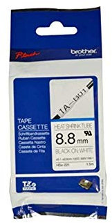 Brother HSe-221 Labelling Tape Cassette, Black on White, 8.8mm (W) x 1.5M (L), Heat Shrink Tube, Brother Genuine Supplies