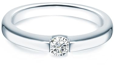 Trilani Damen Ring 925/- Sterling Silber | rhodiniert, Bandring, Zirkonia, weiß, Brillantschliff