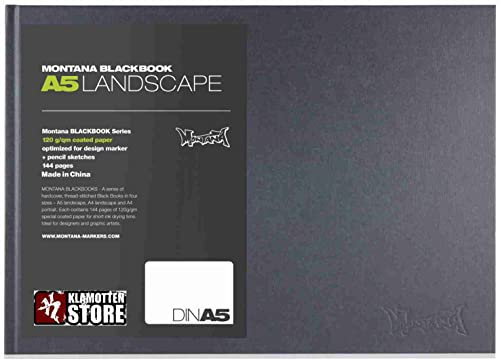 Skizzenbuch Querformat DIN A5 120 g/m² – für Kinder und Profis, Zeichnungen und Skizzen Blackbook Hardcover Sketchbook – 144 weiße Seiten Kunst, Graffiti, technisches Zeichnen und Skizzieren